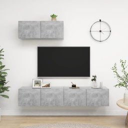 Set de dulapuri TV, 3 piese, gri beton, lemn prelucrat GartenMobel Dekor
