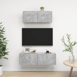 Set de dulapuri TV, 2 piese, gri beton, lemn prelucrat GartenMobel Dekor
