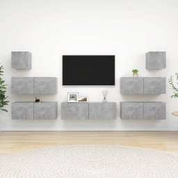 Set de dulap TV, 7 piese, gri beton, lemn prelucrat GartenMobel Dekor