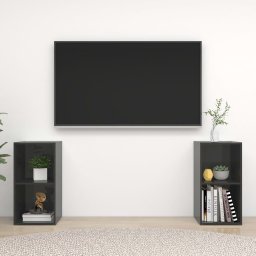 Dulapuri TV 2 buc gri extralucios 72x35x36,5 cm lemn prelucrat GartenMobel Dekor