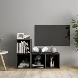 Dulapuri TV 2 buc gri extralucios 72x35x36,5 cm lemn prelucrat GartenMobel Dekor