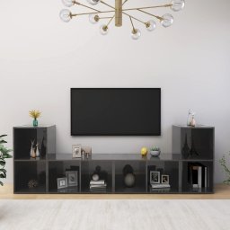 Dulapuri TV 4 buc gri extralucios 72x35x36,5 cm lemn prelucrat GartenMobel Dekor