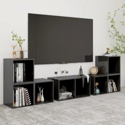 Set de dulapuri TV, 6 piese, gri extralucios, lemn prelucrat GartenMobel Dekor