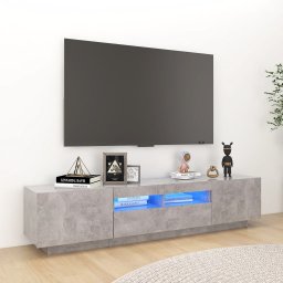 Comoda TV cu lumini LED, gri beton, 180x35x40 cm GartenMobel Dekor