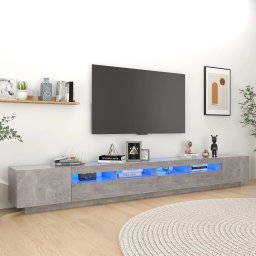 Comoda TV cu lumini LED, gri beton, 300x35x40 cm GartenMobel Dekor