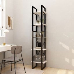 Biblioteca cu 5 rafturi, alb, 40x30x175 cm, lemn masiv de pin GartenMobel Dekor