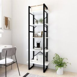 Biblioteca cu 5 rafturi, alb, 60x30x175 cm, lemn prelucrat GartenMobel Dekor