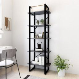 Biblioteca cu 5 rafturi, gri, 60x30x175 cm, lemn prelucrat GartenMobel Dekor
