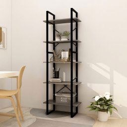 Biblioteca cu 5 rafturi, gri, 60x30x175 cm, lemn de pin GartenMobel Dekor