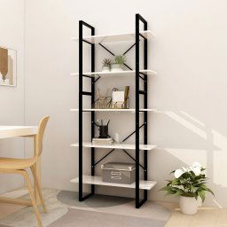 Biblioteca cu 5 rafturi, alb, 80x30x175 cm, lemn prelucrat GartenMobel Dekor