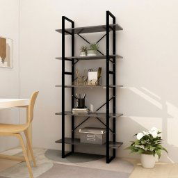 Biblioteca cu 5 rafturi, gri, 80x30x175 cm, lemn prelucrat GartenMobel Dekor