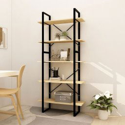 Biblioteca cu 5 rafturi, 80x30x175 cm, lemn masiv de pin GartenMobel Dekor