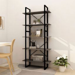 Biblioteca cu 5 rafturi, gri, 80x30x175 cm, lemn de pin GartenMobel Dekor