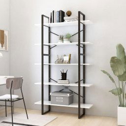 Biblioteca cu 5 rafturi, alb, 100x30x175 cm, lemn prelucrat GartenMobel Dekor