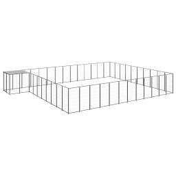 Padoc pentru caini, negru, 37,51 m², otel GartenMobel Dekor