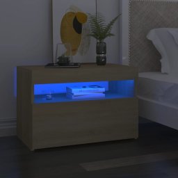 Noptiera cu lumini LED, stejar Sonoma, 60x35x40 cm GartenMobel Dekor