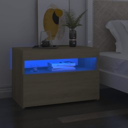 Noptiera cu lumini LED, 2 buc., stejar Sonoma, 60x35x40 cm GartenMobel Dekor