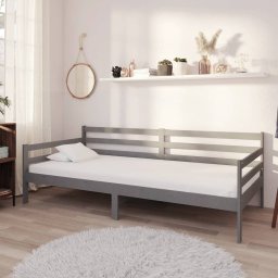 Pat de zi cu saltea, gri, 90x200 cm, lemn masiv de pin GartenMobel Dekor