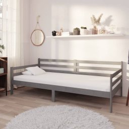 Pat de zi cu saltea, gri, 90x200 cm, lemn masiv de pin GartenMobel Dekor