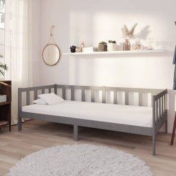 Pat de zi cu saltea, gri, 90x200 cm, lemn masiv de pin GartenMobel Dekor