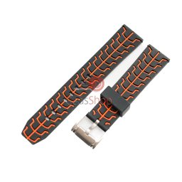 Curea neagra silicon insertii portocalii 22mm - 49677