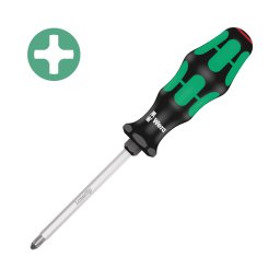 surubelnita Phillips PH2 100 mm WERA 350 SK Lasertip cu tija hexagonala, hexagon pentru strangere cu cheie si maner Kraftform Plus antirostogolire 05008752001