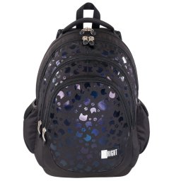 Ghiozdan Scolar cu 4 Compartimente, Ergonomic, Impermeabil, Colectia St.Right - Black Cats BP06 42x31x22cm