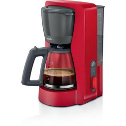 Cafetiera Bosch My Moment TKA3M134, 1.37 l, cana sticla, sistem antipicurare, oprire automata, rezervor de apa detasabil, cu sistem de mentinere la cald,Rosu