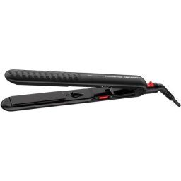 Placa de indreptat parul Rowenta x Karl Lagerfeld Optiliss SF323LF0, invelis Keratin & Glow, varf rece, temperatura ajustabila, timp de incalzire de 30 secunde, Negru/Rosu