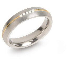Boccia Titanium Verighetă din titan placată cu aur cu diamante 0130-04 53 mm