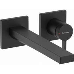 Baterie lavoar perete HansGrohe Tecturis E pipa 225mm, negru mat