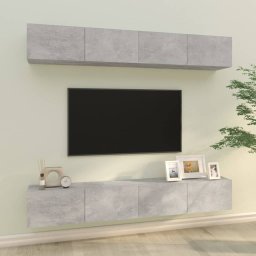 Dulapuri TV de perete, 4 buc, gri beton, 100x30x30 cm GartenMobel Dekor