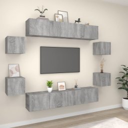 Set dulap TV, 8 piese, gri sonoma, lemn prelucrat GartenMobel Dekor