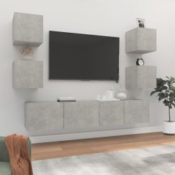 Set dulap TV, 6 piese, gri beton, lemn prelucrat GartenMobel Dekor