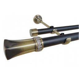 Galerie dubla fara inele PLUTON CRYSTAL - 25/19 - negru/aur antic