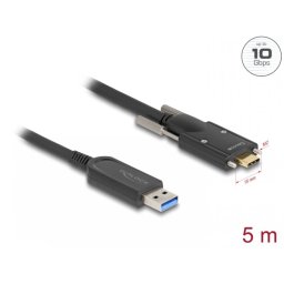 Cablu activ optic USB 3.2 Gen1-A la USB type C cu suruburi T-T 5m, Delock 83200