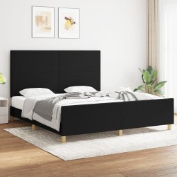 Cadru de pat cu tablie, negru, 180x200 cm, textil GartenMobel Dekor