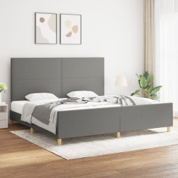 Cadru de pat cu tablie, gri închis, 200x200 cm, textil GartenMobel Dekor