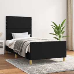 Cadru de pat cu tablie, negru, 80x200 cm, textil GartenMobel Dekor