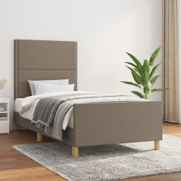 Cadru de pat cu tablie, gri taupe, 90x200 cm, textil GartenMobel Dekor