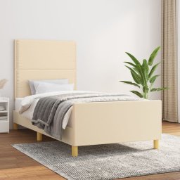 Cadru de pat cu tablie, crem, 90x200 cm, textil GartenMobel Dekor