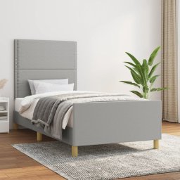 Cadru de pat cu tablie, gri deschis, 100x200 cm, textil GartenMobel Dekor