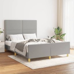 Cadru de pat cu tablie, gri deschis, 140x190 cm, textil GartenMobel Dekor