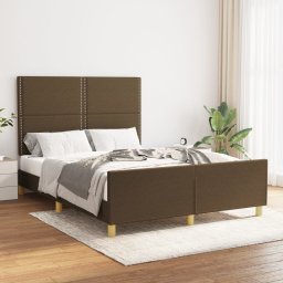 Cadru de pat cu tablie, maro închis, 140x200 cm, textil GartenMobel Dekor