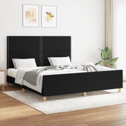 Cadru de pat cu tablie, negru, 160x200 cm, textil GartenMobel Dekor