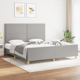 Cadru de pat cu tablie, gri deschis, 180x200 cm, textil GartenMobel Dekor