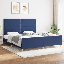 Cadru de pat cu tablie, albastru, 180x200 cm, textil GartenMobel Dekor