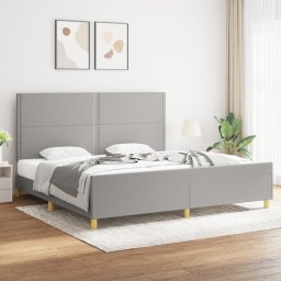Cadru de pat cu tablie, gri deschis, 200x200 cm, textil GartenMobel Dekor
