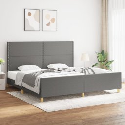 Cadru de pat cu tablie, gri închis, 200x200 cm, textil GartenMobel Dekor