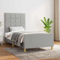 Cadru de pat cu tablie, gri deschis, 80x200 cm, textil GartenMobel Dekor